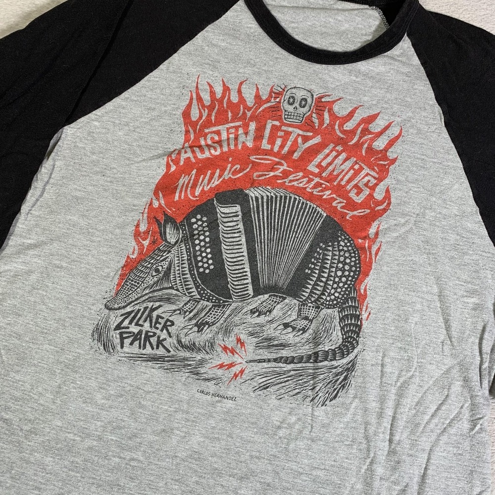 Austin City Limits Music Festival Shirt M Gray Zilker Park Raglan 3/4 Sleeve